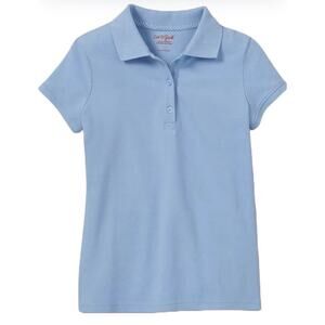 Cat & Jack Girls' Short Sleeve Pique Uniform Polo Shirt Polo Light Blue M 7/8